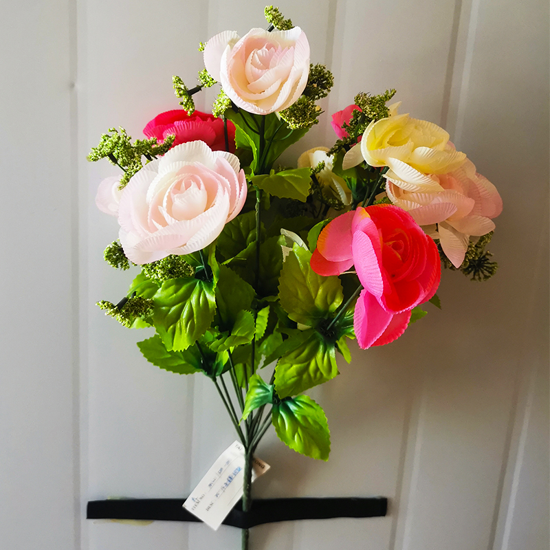 חיקוי פרח סלון קישוט פרח ורד מלאכותי (3)